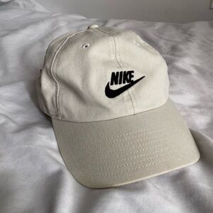 Nike Baseball Cap in Cream with Black Swoosh